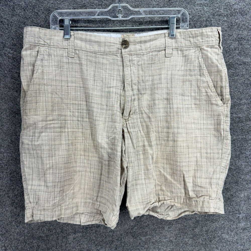 RedHead Shorts Men 40 Beige Plaid Mid Rise Chino Cotton Flat Front Regular Fit
